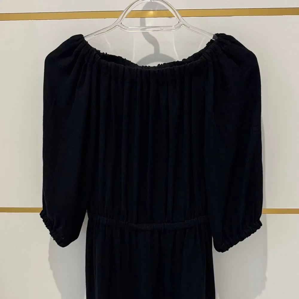 SPLENDID Black Off-Shoulder 3/4 Sleeve Dress empire waist XS